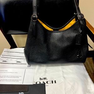 Coach Lori Black Pebbled Leather with Gunmetal Hardware